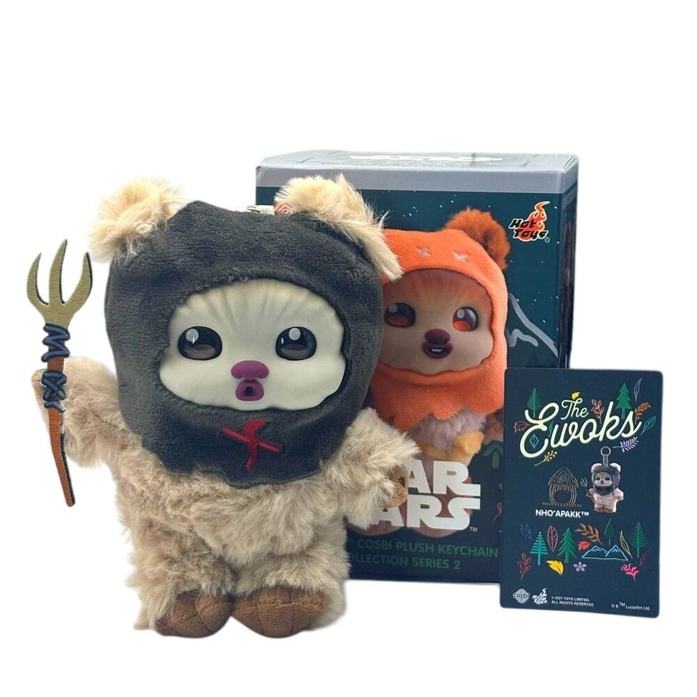 Cosbi Hot Toys Star Wars Ewok Plush Keychain, Bag Charm NHO' APAKK, Open Bx, New